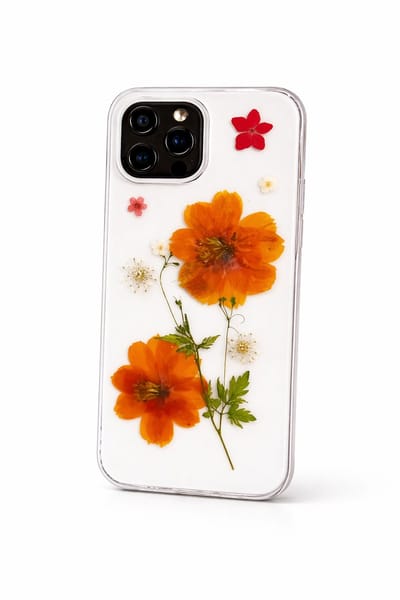 Vrolijk telefoonhoesje met echte droogbloemen - Iphone 17 -