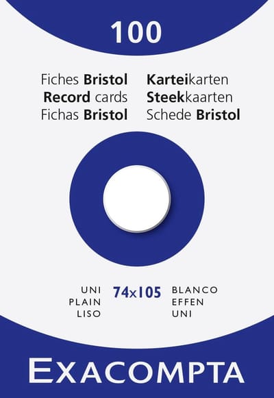 Indexkaarten - Notitiekaarten Bristol - Notities Maken - Duurzaam Bosbeheer - 100 stuks A7 - Wit