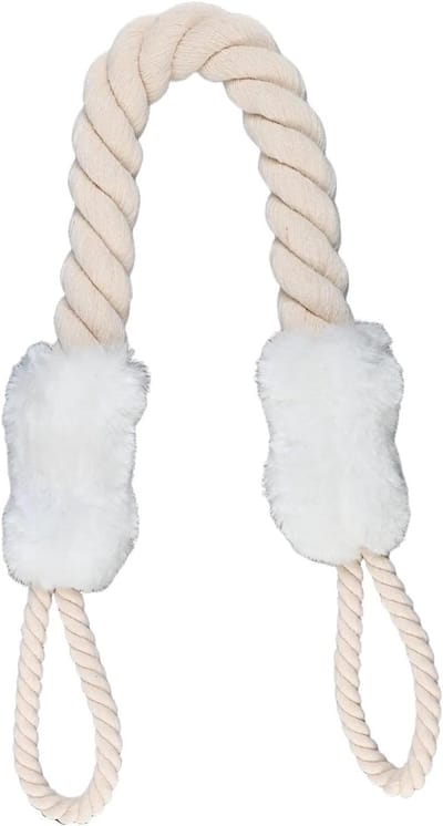 SnelShoppen - Door Stopper met Handvat, Katoenen Deurkabel Bescherming voor Deurgrepen, Voorkomt Vasthouden van Vingers en Klauwen - 60 cm, Wit