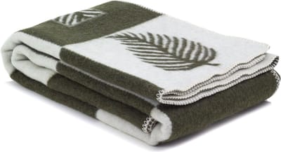 Most - Merino wollen bed deken Blad - 1 persoons - groen-wit