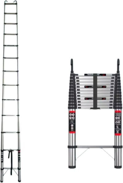Telescopische Ladder Zeriel - 5m - Uitschuifbare Multifunctionele Roestvrijstalen Ladder - Draagbare Stevige Zolderladder met EN131-standaard