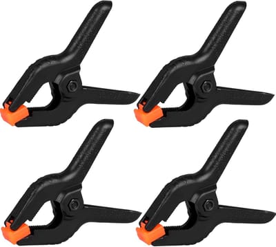 4-Pack veerklemmen - 4 inch kunststof clips - Achtergrondklemmen - Zware klemmen - Veerklemmen - Voor knutselen, achtergrondstandaards, houtbewerking, fotostudio - Zwart