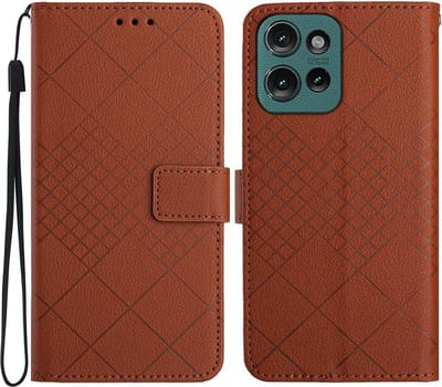 Coverup Hoesje - Geschikt voor Motorola Edge 50 Neo Hoesje - Coverup Rhombus Book Case - Bruin