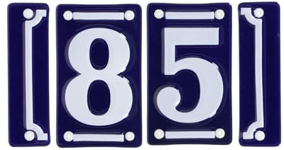 Best for Boots huisnummer 85 met sierrand - Oudhollands - emaille - blauw/wit