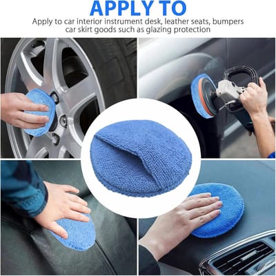Wax applicator - Polijstspons - Lakcorrectie - Antislip handpalmstructuur - 13 cm - Blauw
