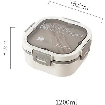 Draagbare Vierkante Plastic Lunchbox met Vakken Kantoor Studenten Luchtdichte Bento Box Outdoor Picknick Fruit Salade Voedselcontainers gray