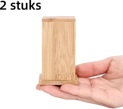 2 stuks - Tandenstokerhouder - Bamboe tandenstokerhouder voor thuisgebruik - Geschikt voor hotels, restaurants en andere gelegenheden - 7,7*4*4 cm - Houtkleur