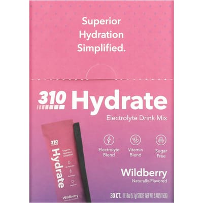 310 Nutrition, Mélange pour boisson hydratante et électrolytique, Framboise, 30 Sticks, 5,1 g (0,18 oz) Chaque