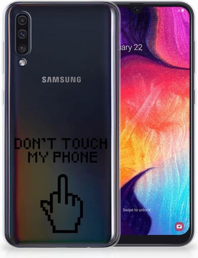 Samsung Galaxy A50 Silicone-hoesje Finger Don't Touch My Phone