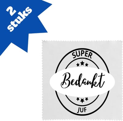 Akyol - super bedankt juf brillendoekjes - Juf - beste juf - school - verjaardagscadeau - afscheidscadeau - kado - gift - geschenk - 17,8 bij 17,8 cm - 2 stuks
