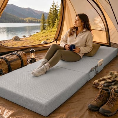 Opvouwbare Matras 90x200 cm - 15 cm Dik - Gel Traagschuim Vouwmatras - Wasbare Hoes - Logeermatras - Lichtgrijs