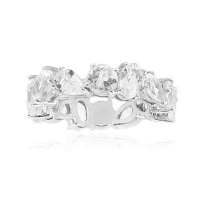 Cavill - 925 Sterling Zilver Gerhodineerde Ring - 7,29 ct Witte Topaas - Ovaal & Peervormig Edelsteen - Elegante Dames Sieraden