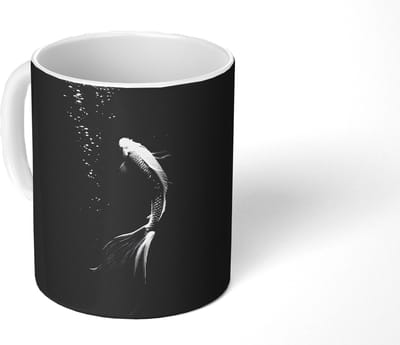 Mok - Koffiemok - Koi - Vis - Wit - Zwart - Mokken - 350 ML - Beker - Koffiemokken - Theemok