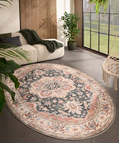 Vintage buitenkleed ovaal - Valenca Fino groen/rood 230x330