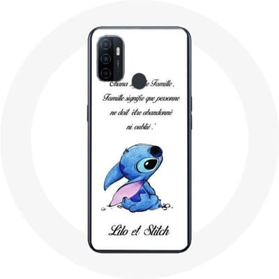 Coque - Maniacase - Oppo A53 - Lilo et Stitch Ohana - Souple - Blanc - Protection blanc