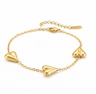 Armband - armband Voor dames - Verguld - Goudkleurig - armband met hartjes - feest sieraden - verjaardag cadeau - cadeau