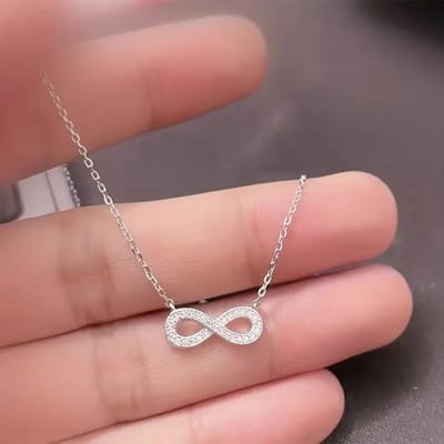 Huitan Eenvoudig Stijlvol Oneindigheid Vorm Hanger Ketting voor Vrouwen Chique Bling Bling CZ Hals Accessoires Exquise Bruiloft Sieraden 45CM brown