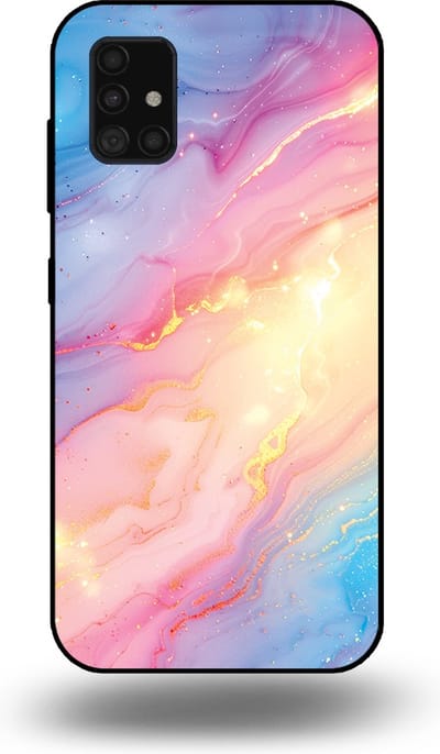 Smartphonica Telefoonhoesje Geschikt voor Samsung Galaxy A51 5G met Regenboog Glitter Marmer Opdruk - TPU Backcover Case Rainbow Glitter Marble Design geschikt voor Samsung Galaxy A51 5G