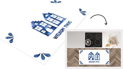 Keukenloper - Loper keuken - Welkom Thuis - Blauw - Wit - 120x60 cm - Keukenloper vinyl