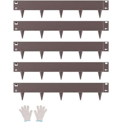 VEVOR Gazonrand, 5-delige set, 990x181x1,5 mm, Bedrand, Flexibele Bedrand, Tuinrand, Robuuste Tuinafscheiding, Eenvoudig te installeren, Afscheiding voor Bloemperken, Tuinpaden, Bruin
