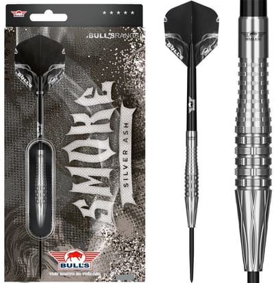 Bull's Smoke Silver Ash Steeltip Dartpijlen 90% Tungsten - Tapered Barrel - Ring Grip