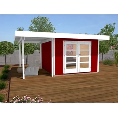 Weka Tuinhuis Met Overkapping 126 Type A Gr1 Rood 240x500cm