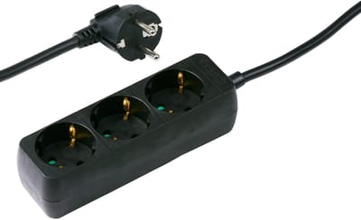 Grundig Socket 3 Way 3x1.5mm 1.5m Blk - Kunststof