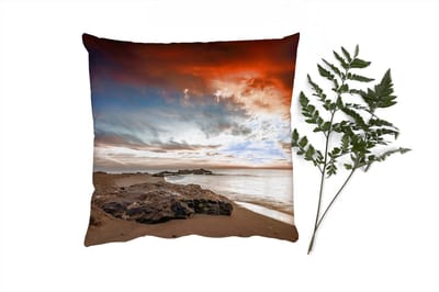 Sierkussens - Kussentjes Woonkamer - 40x40 cm - Strand - Stenen - Avond - Lucht - Natuur