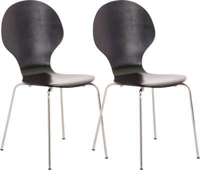 CLP Diego Set van 2 stapelstoelen Hout/zwart