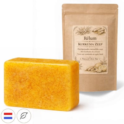 Rélum® Turmeric & Kojic Acid Soap – Kurkuma Zeep 100% – Pigmentvlekken Verwijderen – Darkspot Remover – Anti Acne – 100g