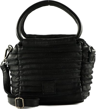 FREDsBRUDER Leren Handtas Schoudertas Riffel Cube Black Zwart