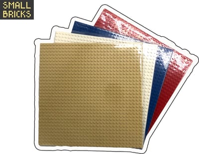 Set van 4 bouwplaten / grondplaten 32x32 noppen, 25cm x 25cm | Tan, Rood, Wit en Blauw | Geschikt voor LEGO | SmallBricks