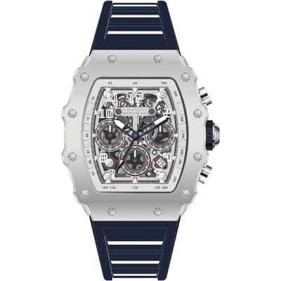 Invicta Racing 69703 Herenhorloge - Quartz Uurwerk - Acryl met Zilveren Wijzerplaat - 43 mm
