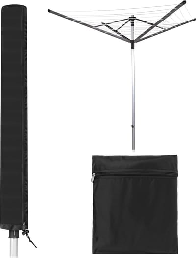Rotary Waslijnhoes met Rits - Universele 420D Oxford Waterdichte Bescherming voor Buiten, Weerbestendige Waslijn Bescherming en Tuinaccessoires