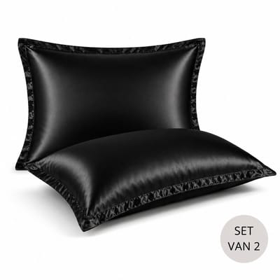 Satijnen Kussenslopen 60x70 - Zwart - Ademend & Temperatuurregulerend - voor Haar, Huid & Ontspanning - Set van 2