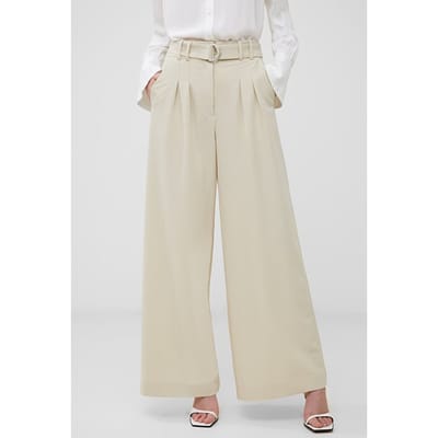 French Connection Everly Suiting Trousers Brown Maat: 14 | Wijde Broeken Outlet | Dames | Beige