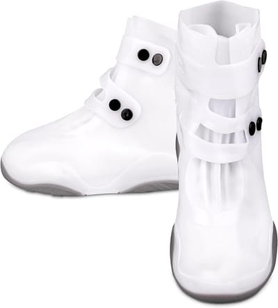 1paar Waterdichte Overschoenen - Antislip Regenoverschoenen - Herbruikbare Schoenhoezen - Schoenovertrekken - Laarsovertrekken - Schoenbeschermers voor Fietsen, Modderig en regenachtig Weer，wit