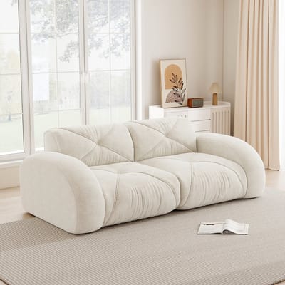 Wishdor - Modulair Bankstel - Frameloos En Antislip - Modern - Voor Woonkamer - Chenille - Wit