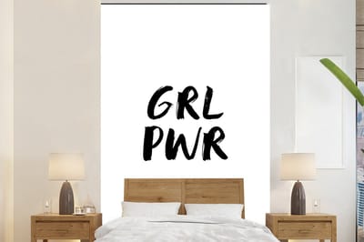 Behang kinderen - Decoratie kinderkamer - Spreuken - Grl pwr - Meisjes - Quotes - Kinderen - 200x300 cm - Kinder decoratie - Vrouwelijk behang