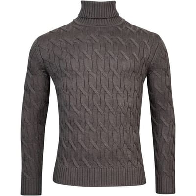 Thomas Maine Trui High Neck Allover Cable Knit Grijsgroen / male