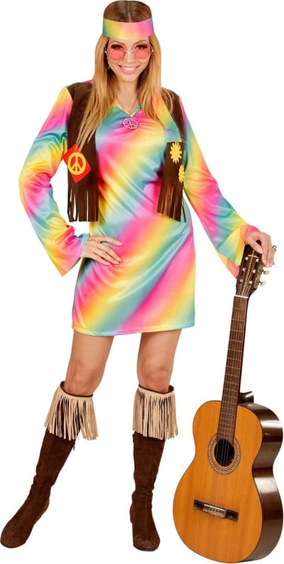 Veelkleurige hippie outfit voor vrouwen - Verkleedkleding - S