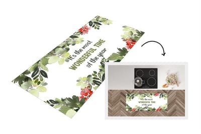 Keukenloper - Loper keuken - Kerst - Quote - Waterverf - 120x50 cm - Keukenloper vinyl
