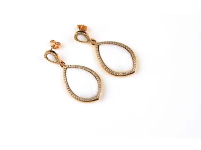 model Markies oorringen in zilver roze verguld witte steen en cubic zirconia