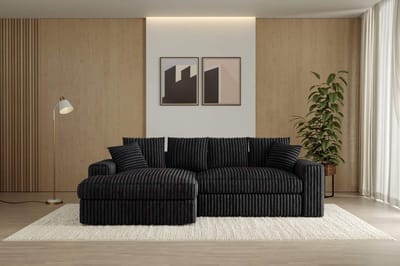Hoekbank Rivanna- ultra dikke ribstof- lounge Links- antraciet- hoeksalon love Seat antraciet