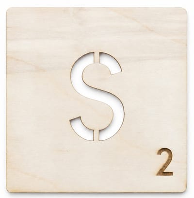 Houten wanddecoratie - Wooden wall decoration | Lettertegel “S” | 11cm | Licht hout - Natural wood | Muurdecoratie - Wall art - Woordfeud - Wordfeud - Letterspel - Scrabble letter - Naamblokjes - Letterblokken - Tile