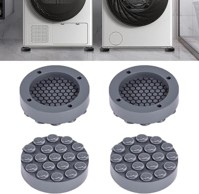 Trillingsdempers voor wasmachines - Antislipmatten voor stabiliteit en geluidsreductie, 4 stuks, grijs