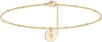 Gouden Anklet - Enkelbandje Veters - Strand Outfit - Muntje Hanger - 14K Plated - Goud