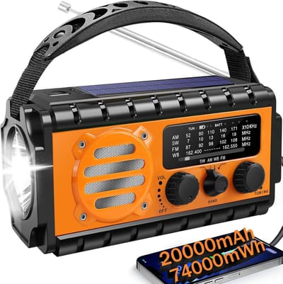 XSY 350 - Noodradio - 20000mAh PowerBank - Zonnepaneel - Leeslamp - Oranje