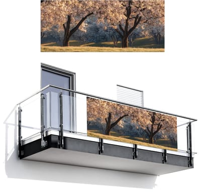 Balkonscherm 300x120 cm - Balkonposter Bomen - Bloesem - Lente - Balkon scherm decoratie - Balkonschermen - Balkondoek zonnescherm
