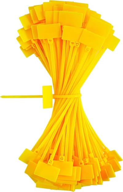 Kabelbinders Geel 150mm x 3mm Set van 100 - Verstelbare UV-bestendige Kabelbeheerders voor Tuin en Organisatie, 10kg Draagvermogen